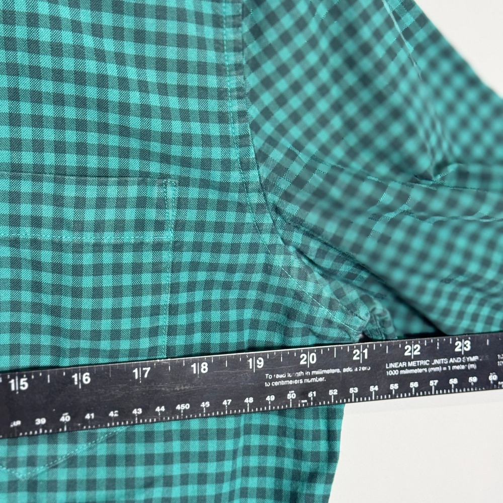 Lacoste Gingham Shirt Mens Size Medium Long Sleeve Green Preppy Regular Fit - Picture 5 of 8
